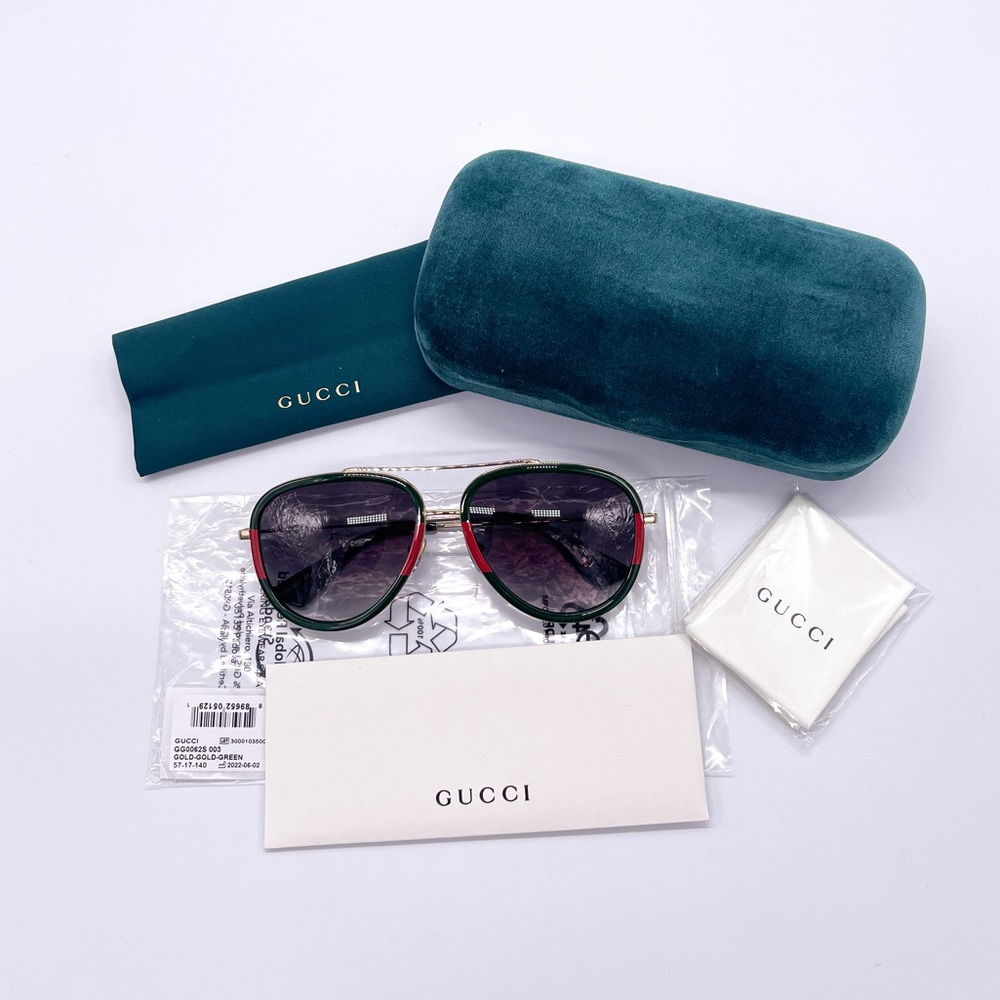 NEW GUCCI GG0062S 003 AVIATOR FRAME SUNGLASSES GUCCI - Picture 12 of 13